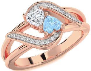 Diamond Rose Gold Two Heart Promise Ring