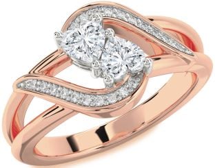 Diamond Platinum & Rose Gold Two Heart Ring