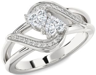 Diamond Platinum Two Heart Ring