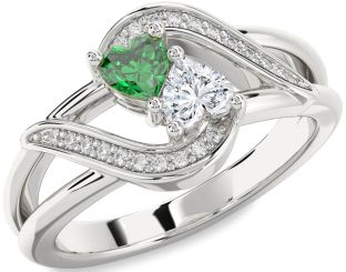 Diamond Silver Two Heart Promise Ring