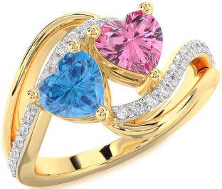 Diamond Gold Two Heart Promise Ring