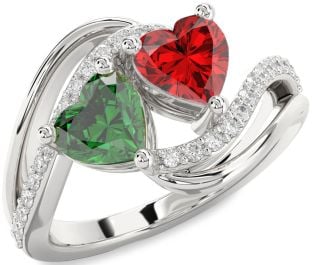 Diamond Silver Two Heart Promise Ring