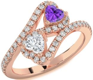 Diamond Rose Gold Infinity Two Heart Promise Ring