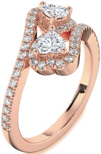 Diamond Rose Gold Infinity Two Heart Ring
