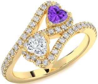 Diamond Gold Infinity Two Heart Promise Ring