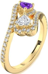 Diamond Gold Infinity Two Heart Promise Ring