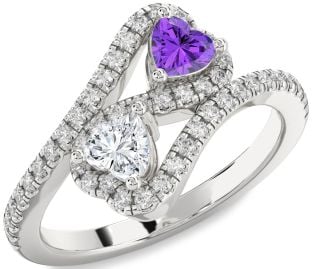 Diamond Platinum Infinity Two Heart Promise Ring