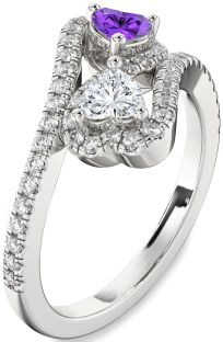 Diamond Platinum Infinity Two Heart Promise Ring