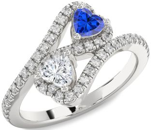 Diamond Silver Infinity Two Heart Promise Ring