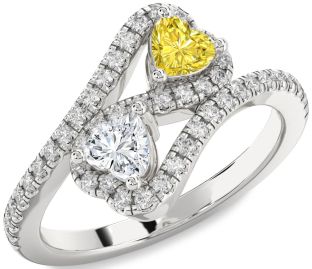 Diamond Silver Infinity Two Heart Promise Ring