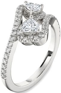Diamond White Gold Infinity Two Heart Ring