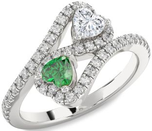 Diamond Silver Infinity Two Heart Promise Ring