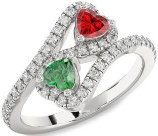 Diamond Silver Infinity Two Heart Promise Ring