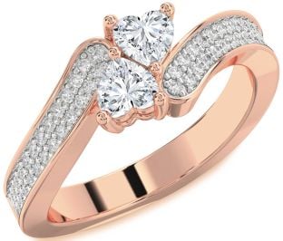 Diamond Rose Gold Two Heart Ring