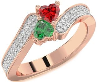 Diamond Rose Gold Two Heart Promise Ring