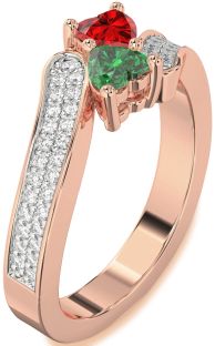 Diamond Rose Gold Two Heart Promise Ring