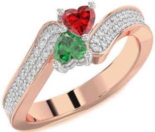 Diamond White Rose Gold Two Heart Promise Ring