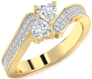 Diamond Gold Two Heart Ring