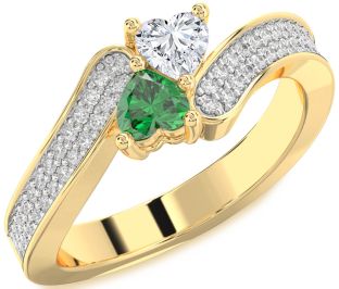Diamond Gold Two Heart Promise Ring