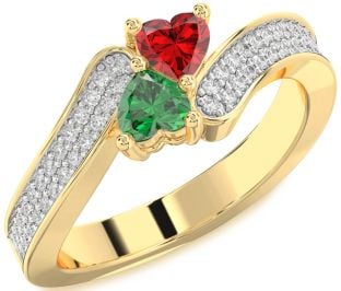 Diamond Gold Two Heart Promise Ring