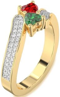 Diamond Gold Two Heart Promise Ring