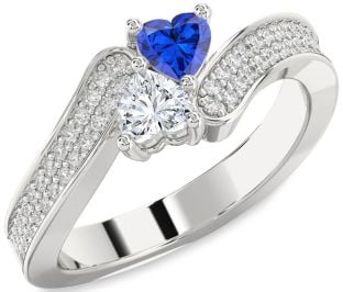Diamond Silver Two Heart Promise Ring