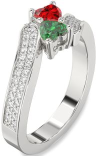 Diamond Platinum Two Heart Promise Ring