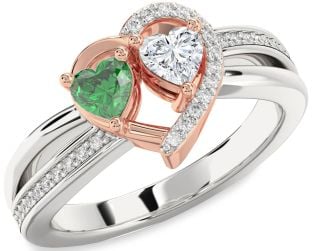 Diamond White Rose Gold Two Heart Promise Ring