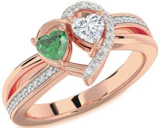 Diamond Rose Gold Two Heart Promise Ring