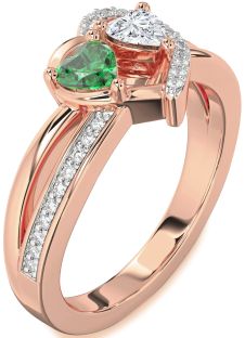 Diamond Rose Gold Two Heart Promise Ring