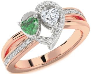Diamond White Rose Gold Two Heart Promise Ring