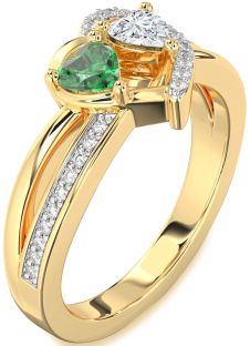 Diamond Gold Two Heart Promise Ring