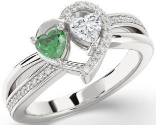 Diamond Platinum Two Heart Promise Ring