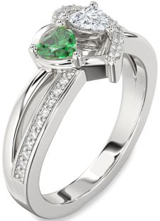 Diamond Platinum Two Heart Promise Ring