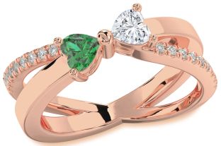 Diamond Rose Gold Two Heart Promise Ring