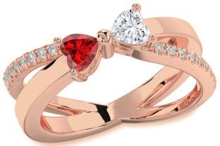 Diamond Rose Gold Two Heart Promise Ring