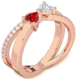 Diamond Rose Gold Two Heart Promise Ring