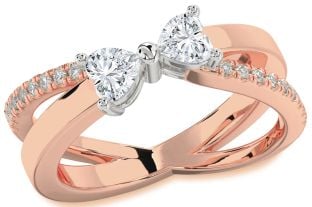Diamond White Rose Gold Two Heart Ring