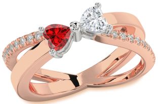 Diamond White Rose Gold Two Heart Promise Ring