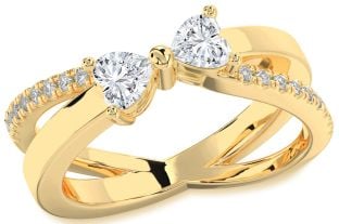 Diamond Gold Two Heart Ring