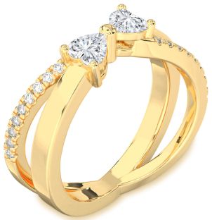 Diamond Gold Two Heart Ring