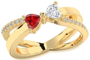 Diamond Gold Two Heart Promise Ring