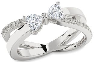 Diamond Platinum Two Heart Ring