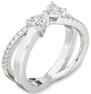 Diamond White Gold Two Heart Ring