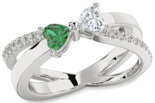 Diamond Silver Two Heart Promise Ring