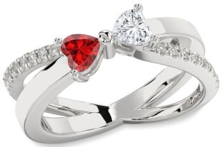 Diamond Platinum Two Heart Promise Ring