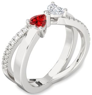 Diamond Platinum Two Heart Promise Ring