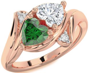 Diamond Rose Gold Two Heart Promise Ring