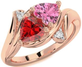 Diamond Rose Gold Two Heart Promise Ring
