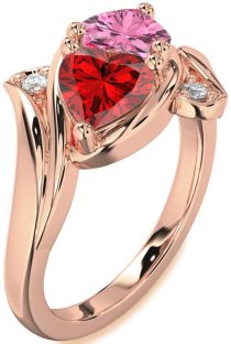 Diamond Rose Gold Two Heart Promise Ring